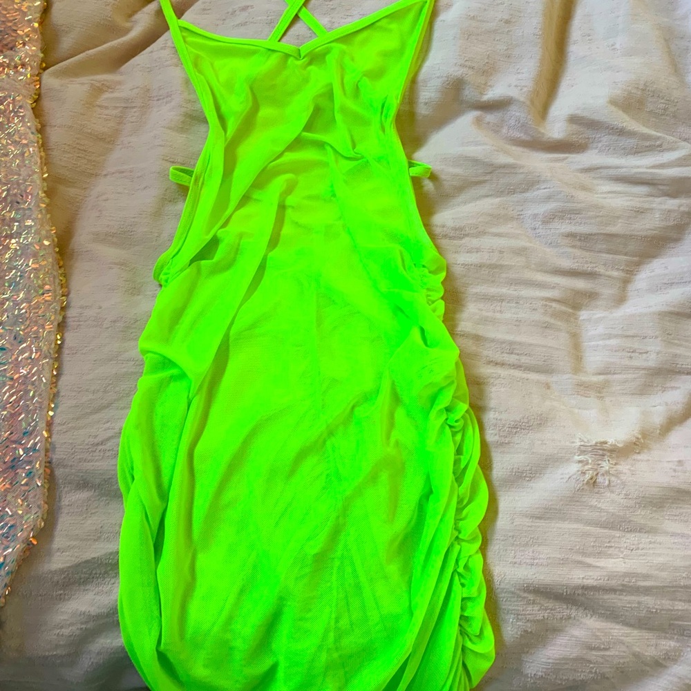 Sexy New Neon Green Sheer Dress